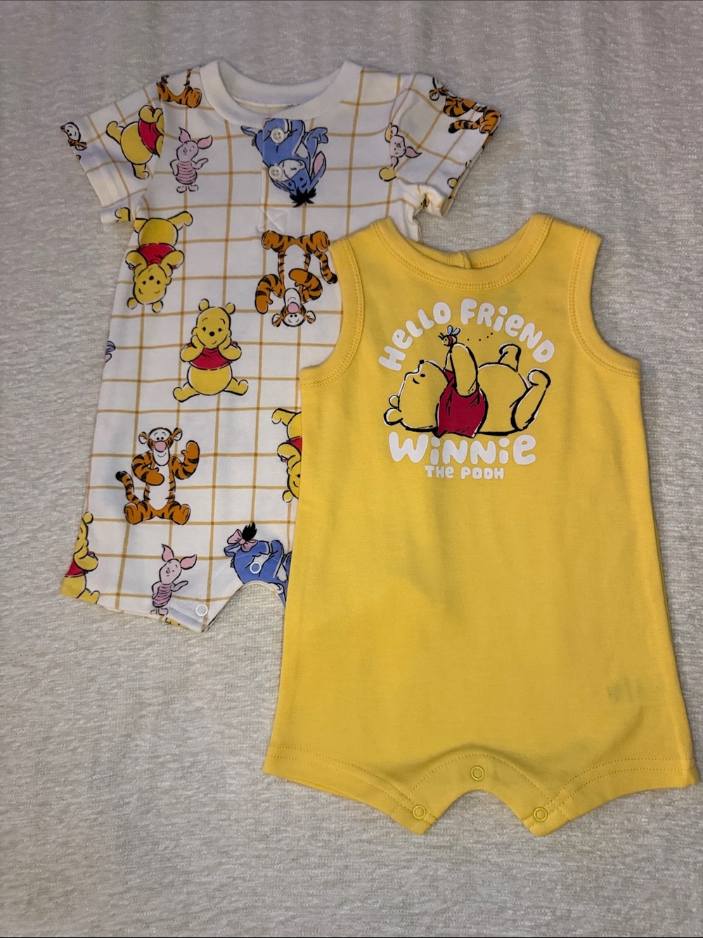 Disney Winnie the Pooh Yellow Baby One-Piece Rompers - 2-Pack